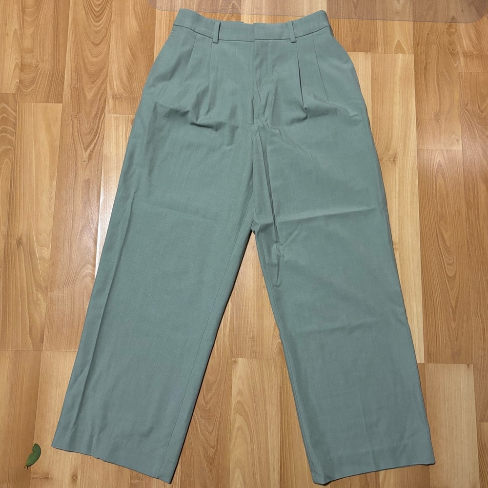 Uniqlo Green Wide-Leg Pleated Pants - Picture 9 of 10